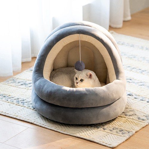 Soft plush cat sleeping cave - cat,