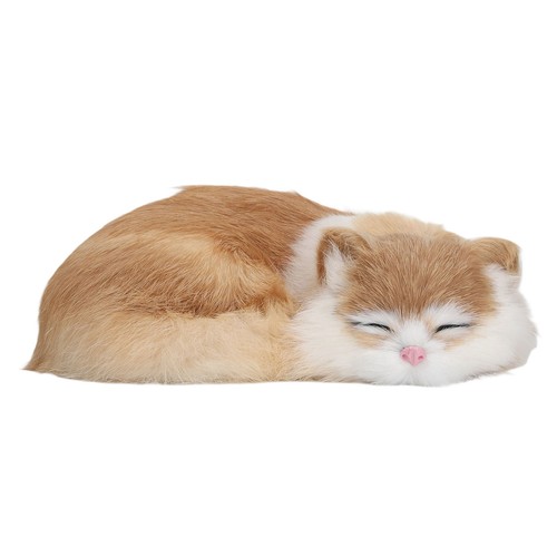Furry sleeping cat figurine - sleeping,